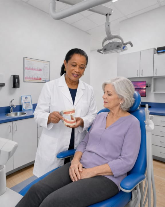 A restored tooth being checked for fit and comfort at Tomlinson Dental in Tampa